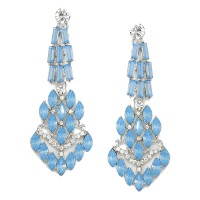 Opal Blue Chandelier Crystal Cascade Bridal Earrings